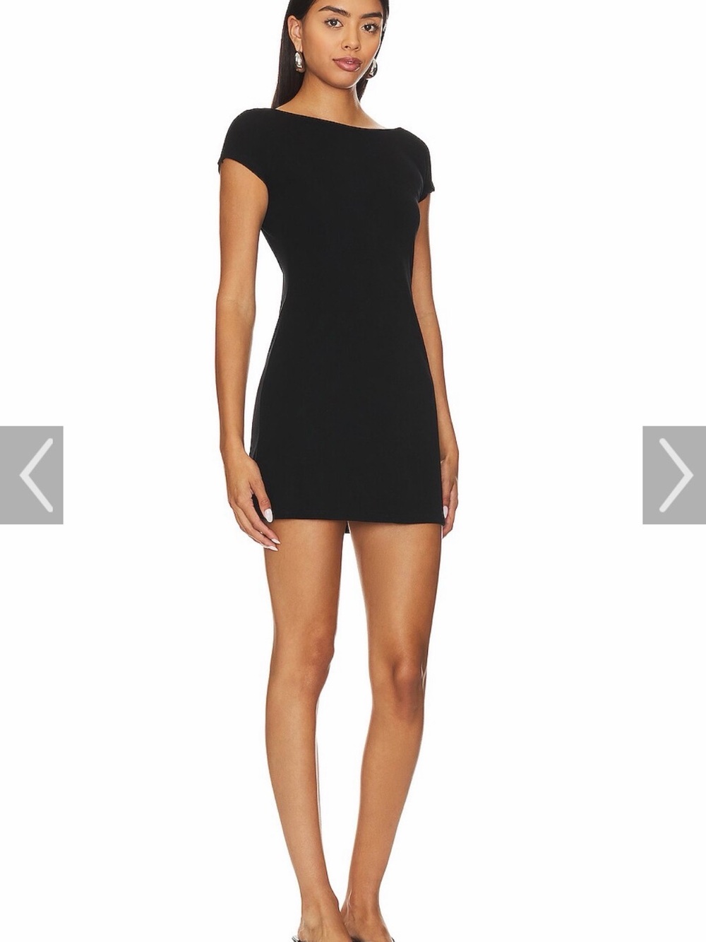 Free People Rosalia Black Cap-Sleeve Low Back Mini Dress